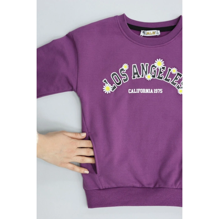 2 İp Şardonlu 6-9 Yaş Sweat Mor - 6264149.1576.