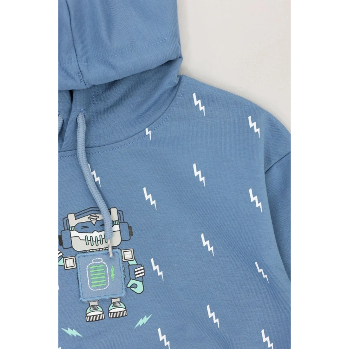 2 İp Şardonlu Penye Çocuk Sweat 6-9 Yaş Mavi - 2264014.1576.