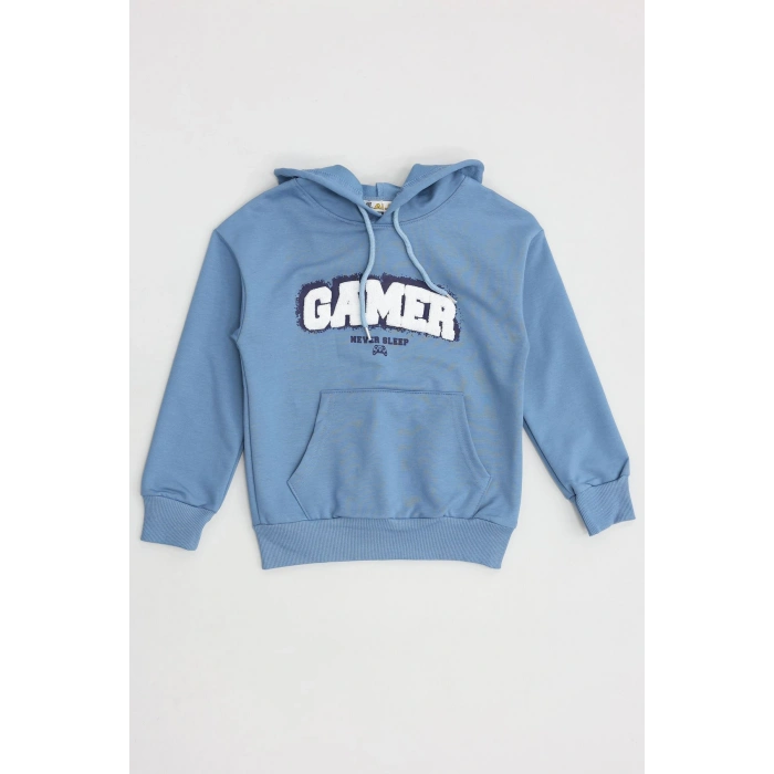 2 İp Şardonsuz Penye Çocuk Sweat 6-9 Yaş Mavi - 2264203.1576.