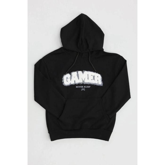 2 İp Şardonsuz Penye Çocuk Sweat 6-9 Yaş Siyah - 2264203.1576.