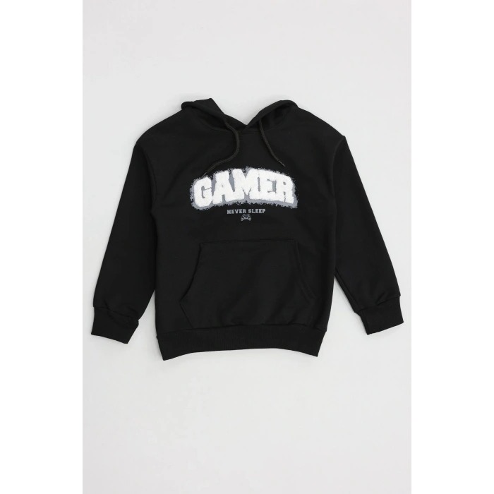 2 İp Şardonsuz Penye Çocuk Sweat 6-9 Yaş Siyah - 2264203.1576.