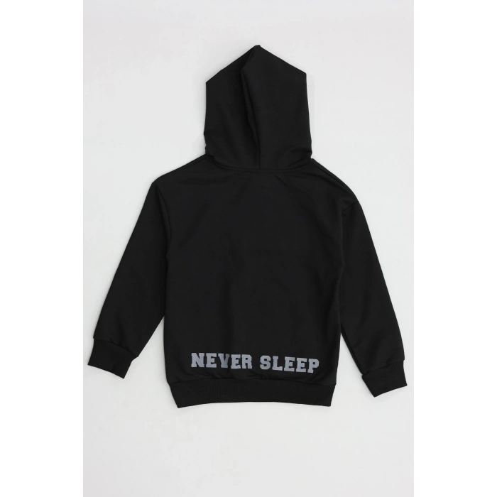 2 İp Şardonsuz Penye Çocuk Sweat 6-9 Yaş Siyah - 2264203.1576.