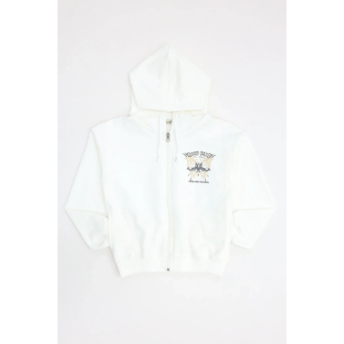 2 İplik 10-13 Yaş Kompak Fermuarlı Sweat Ekru - 7264277.1576.