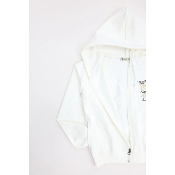 2 İplik 10-13 Yaş Kompak Fermuarlı Sweat Ekru - 7264277.1576.