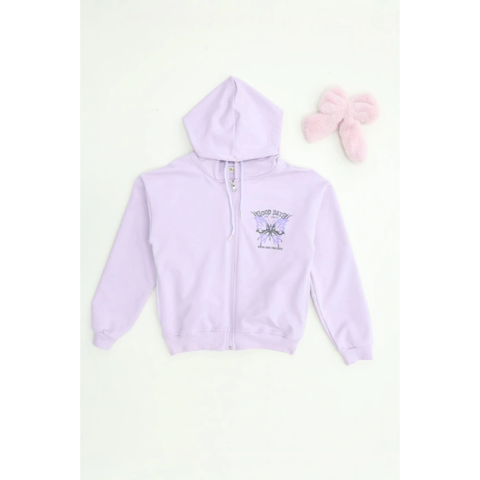 2 İplik 10 13 Yaş Kompak Fermuarlı Sweat Lila - 7264277.1576.