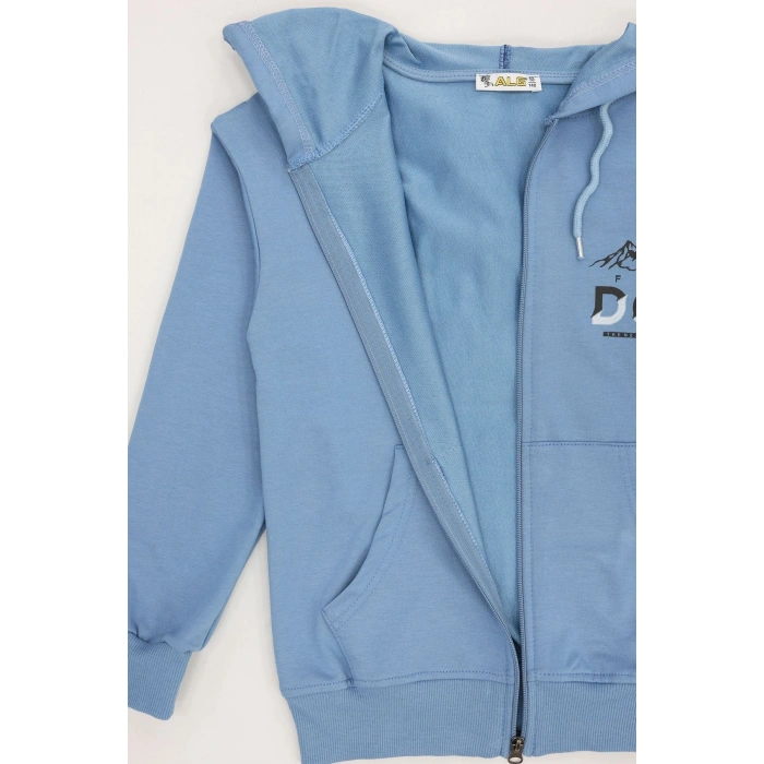 2 İplik 10-13 Yaş Kompak Fermuarlı Sweat Mavi - 3264268.1576.