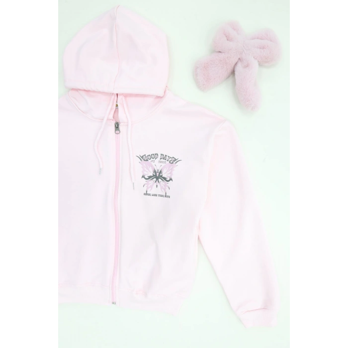 2 İplik 10-13 Yaş Kompak Fermuarlı Sweat Pembe - 7264277.1576.