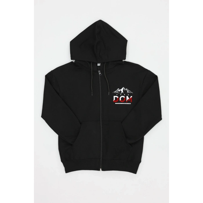 2 İplik 10-13 Yaş Kompak Fermuarlı Sweat Siyah - 3264268.1576.