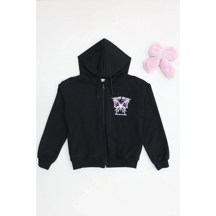 2 İplik 10 13 Yaş Kompak Fermuarlı Sweat Siyah - 7264277.1576.