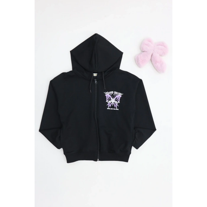 2 İplik 10 13 Yaş Kompak Fermuarlı Sweat Siyah - 7264277.1576.