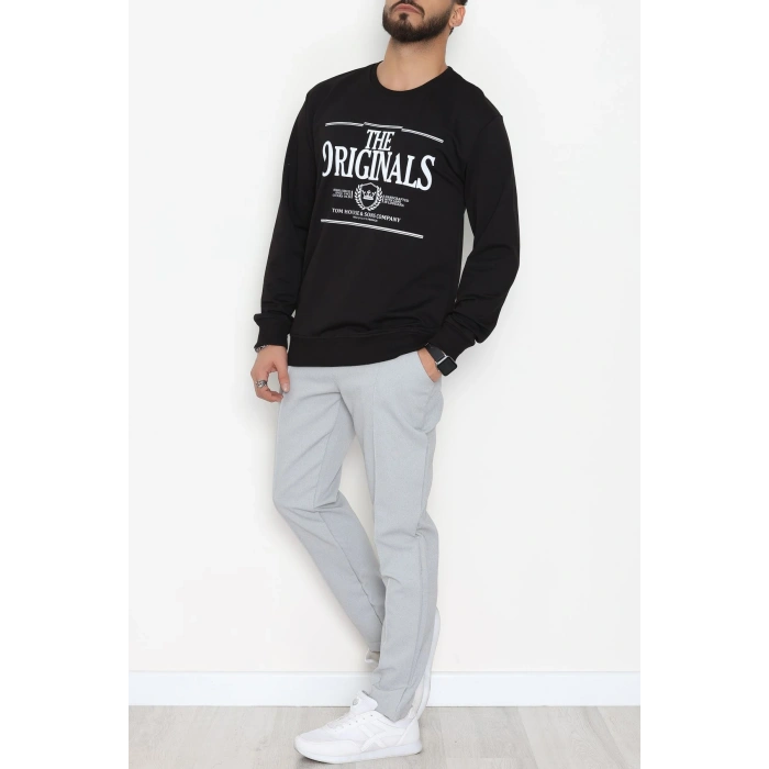 2 İplik Baskılı Erkek Sweat Siyah - 42779.2087.