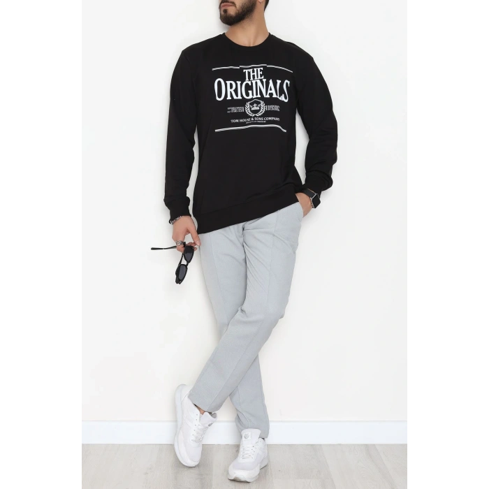 2 İplik Baskılı Erkek Sweat Siyah - 42779.2087.