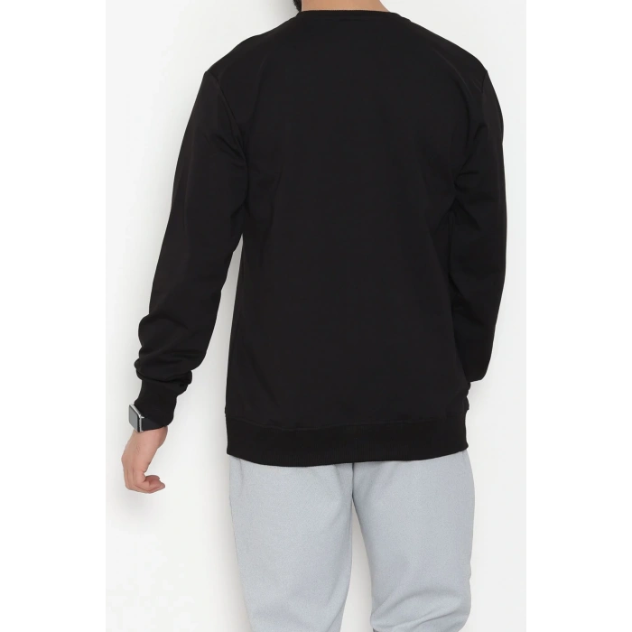 2 İplik Baskılı Erkek Sweat Siyah - 42779.2087.
