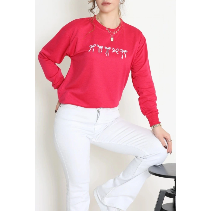 2 İplik Baskılı Sweat Fuşyaekru - 42718.1878.