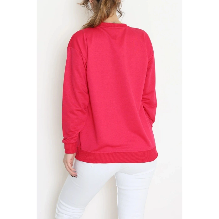 2 İplik Baskılı Sweat Fuşyaekru - 42718.1878.