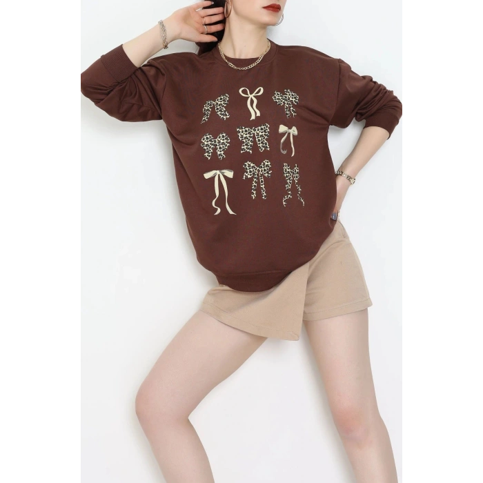 2 İplik Baskılı Sweat Kahve - 42719.1878.