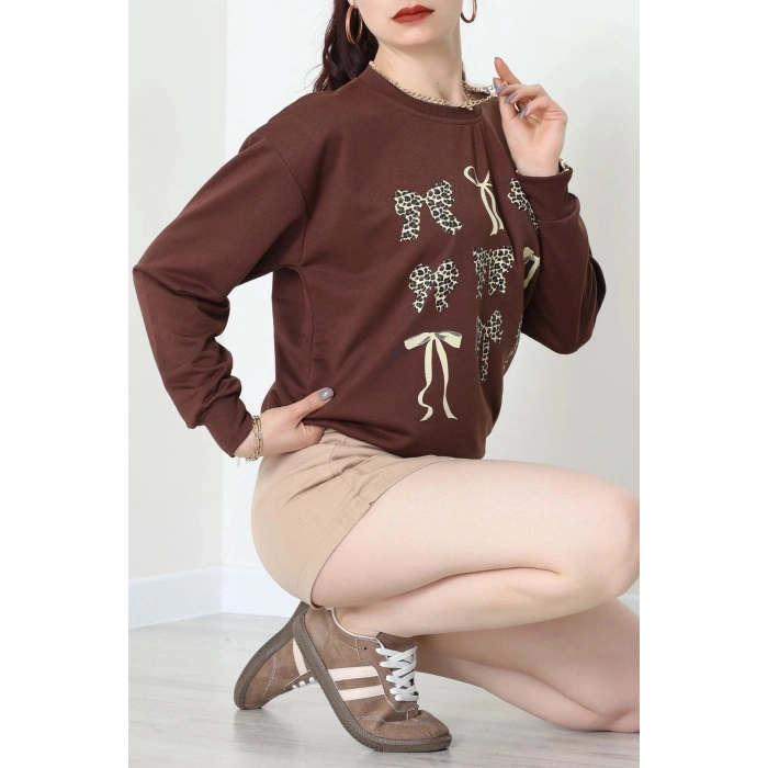 2 İplik Baskılı Sweat Kahve - 42719.1878.
