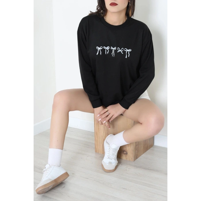 2 İplik Baskılı Sweat Siyahekru - 42718.1878.