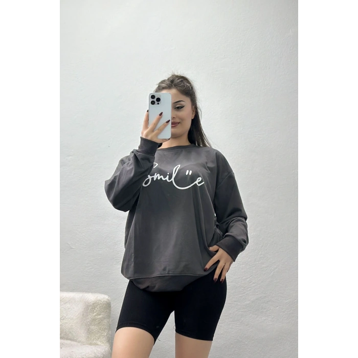 2 İplik Baskılı Sweatshirt Antrasitekru - 31300.1878.