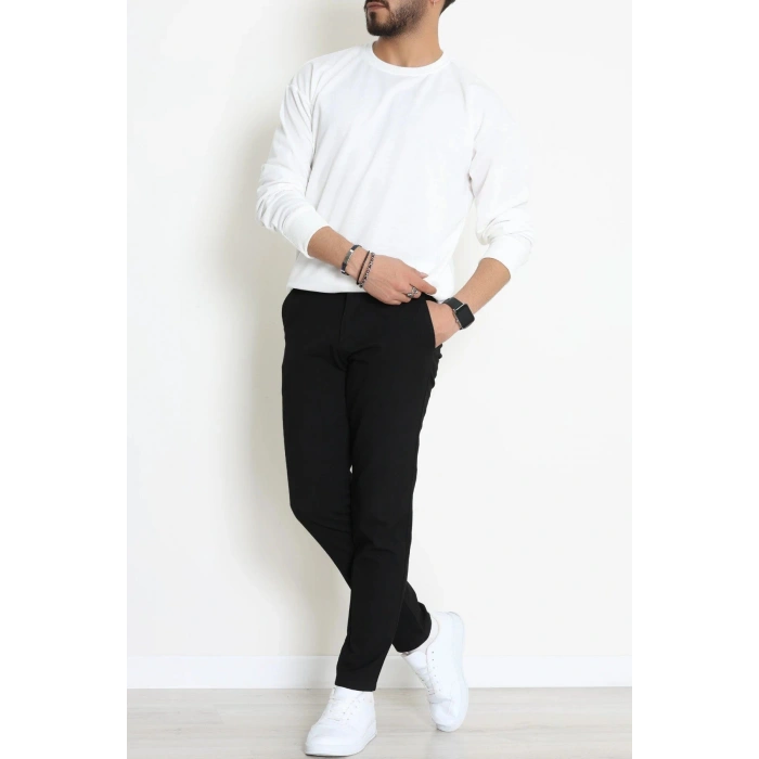 2 İplik Bisiklet Yaka Erkek Sweat Ekru - 42771.1878.