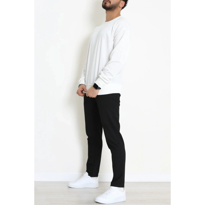 2 İplik Bisiklet Yaka Erkek Sweat Ekru - 42771.1878.