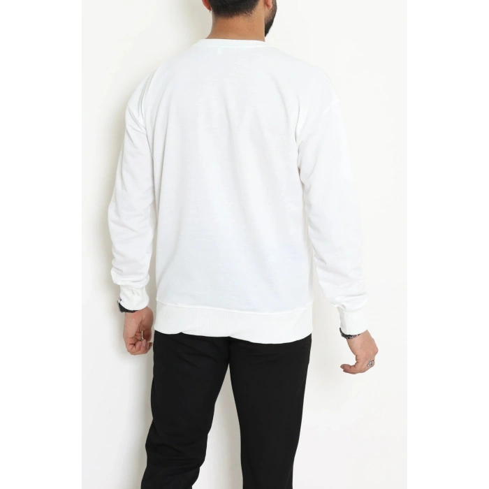 2 İplik Bisiklet Yaka Erkek Sweat Ekru - 42771.1878.