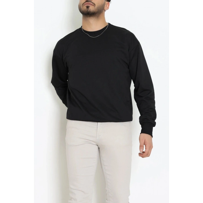 2 İplik Bisiklet Yaka Erkek Sweat Siyah - 42771.1878.