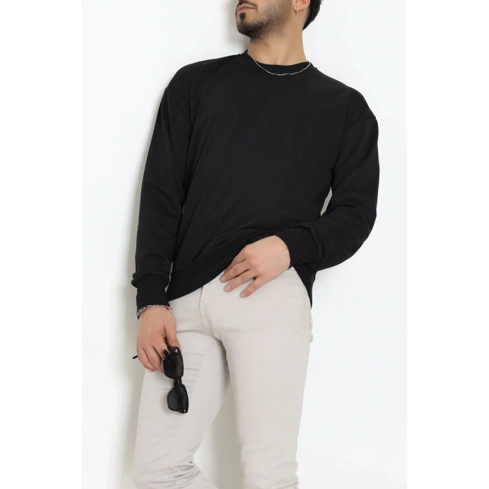 2 İplik Bisiklet Yaka Erkek Sweat Siyah - 42771.1878.