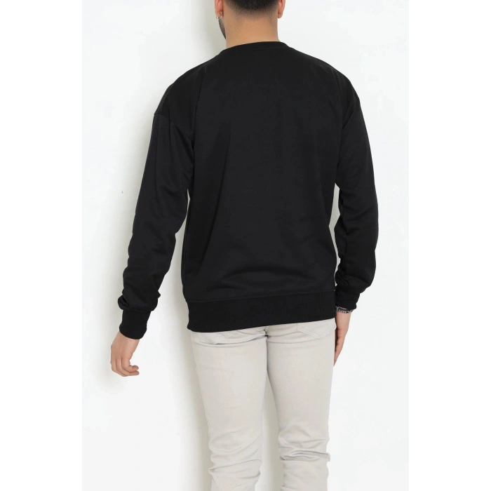 2 İplik Bisiklet Yaka Erkek Sweat Siyah - 42771.1878.
