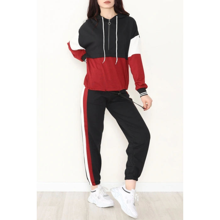 2 İplik Eşofman Takımı Siyahbordo1 - 8122.1005.