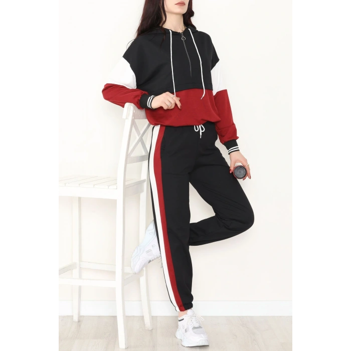 2 İplik Eşofman Takımı Siyahbordo1 - 8122.1005.