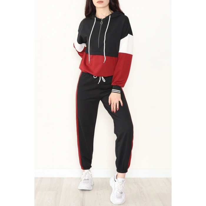 2 İplik Eşofman Takımı Siyahbordo1 - 8122.1005.