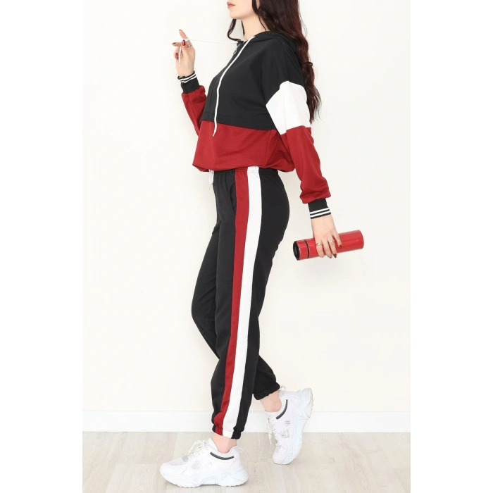 2 İplik Eşofman Takımı Siyahbordo1 - 8122.1005.