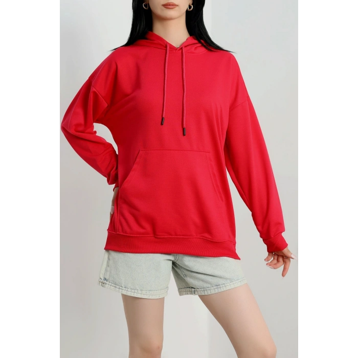 2 İplik Kapşonlu Kanguru Cepli Sweat Koyupembe - 30090.1878.