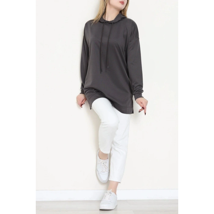 2 İplik Kapşonlu Tunik Sweat Antrasit - 42766.1878.