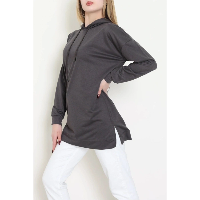 2 İplik Kapşonlu Tunik Sweat Antrasit - 42766.1878.