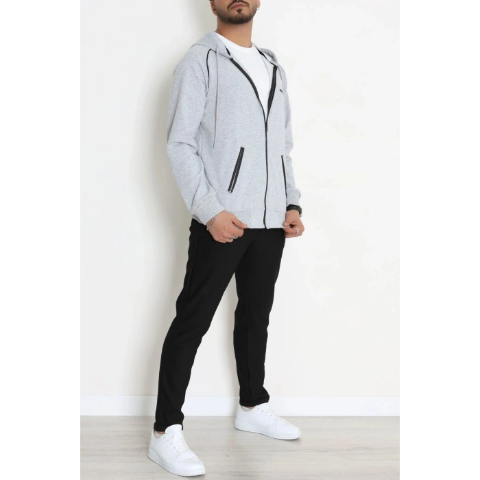2 İplik Kompak Kapşonlu Erkek Sweat Gri - 70923.1937.