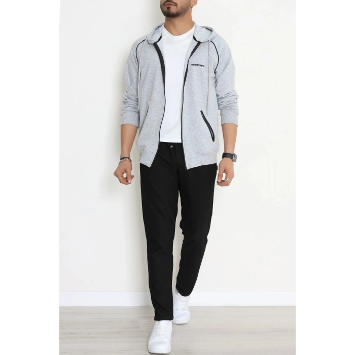 2 İplik Kompak Kapşonlu Erkek Sweat Gri - 70923.1937.