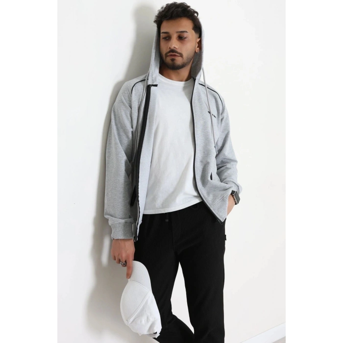 2 İplik Kompak Kapşonlu Erkek Sweat Gri - 70923.1937.