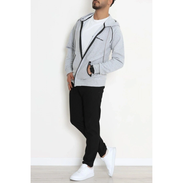 2 İplik Kompak Kapşonlu Erkek Sweat Gri - 70923.1937.