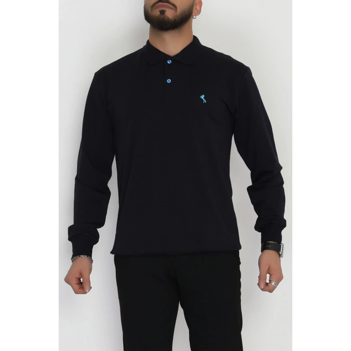 2 İplik Likralı Polo Yaka Erkek Sweat Koyulaci - 42743.2087.