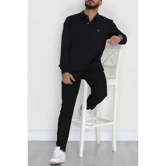 2 İplik Likralı Polo Yaka Erkek Sweat Koyulaci - 42743.2087.