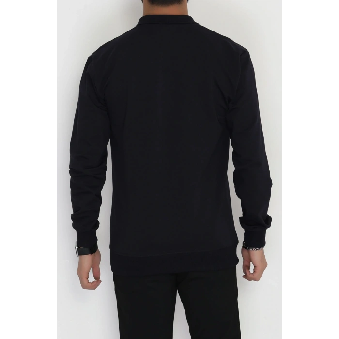 2 İplik Likralı Polo Yaka Erkek Sweat Koyulaci - 42743.2087.