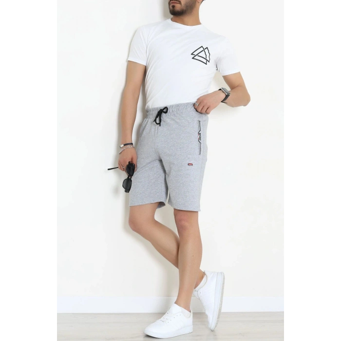 2 İplik Nakışlı Erkek Şort Gri - 71087.2066.
