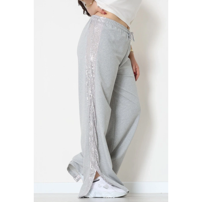 2 İplik Pul Detaylı Eşofman Altı Gri - 52111.1857.