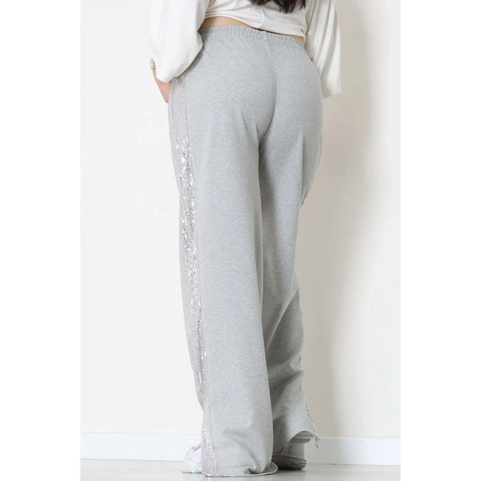 2 İplik Pul Detaylı Eşofman Altı Gri - 52111.1857.