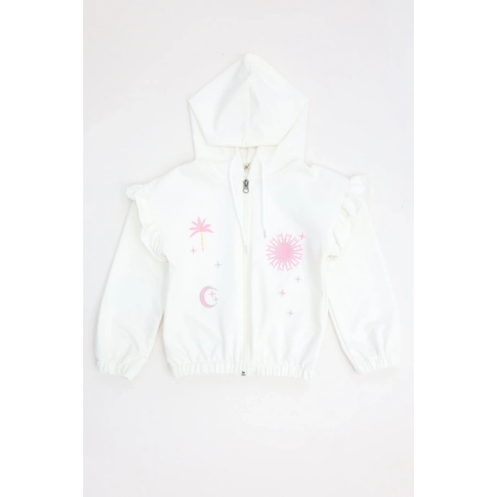 2 İplik Şardonsuz Fermuarlı Ceket 5-8 Yaş Ekru - 6264276.1576.