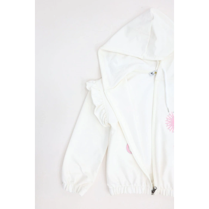 2 İplik Şardonsuz Fermuarlı Ceket 5-8 Yaş Ekru - 6264276.1576.