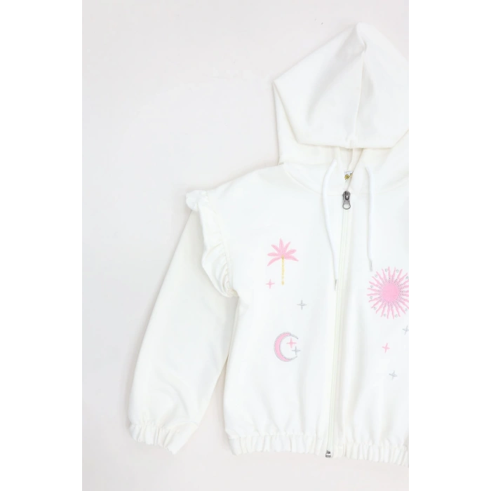2 İplik Şardonsuz Fermuarlı Ceket 5-8 Yaş Ekru - 6264276.1576.