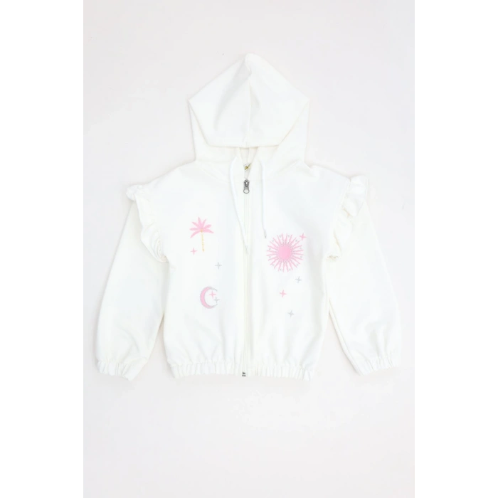 2 İplik Şardonsuz Fermuarlı Ceket 5-8 Yaş Ekru - 6264276.1576.